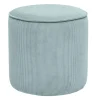 Pouf rond en velours côtelé bleu grisé D40 cm PAUL