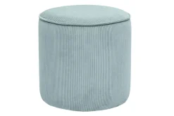 Pouf rond en velours côtelé bleu grisé D40 cm PAUL