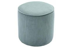 Pouf rond en velours côtelé bleu grisé D40 cm PAUL