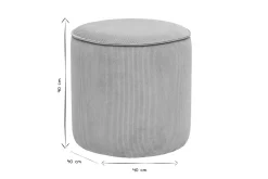 Pouf rond en velours côtelé bleu grisé D40 cm PAUL