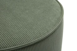 Pouf rond en velours côtelé vert kaki D40 cm PAUL