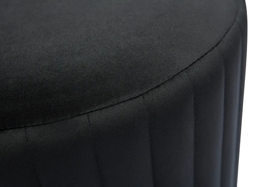 Pouf rond en velours noir et métal doré D40 cm DONA