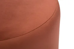 Pouf rond en velours rouge tomette et métal doré D40 cm AMAYA
