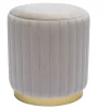 Pouf rond en velours taupe et métal doré D40 cm DONA