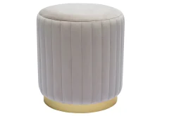 Pouf rond en velours taupe et métal doré D40 cm DONA
