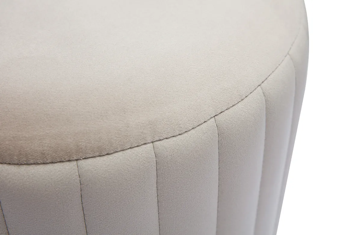 Pouf rond en velours taupe et métal doré D40 cm DONA