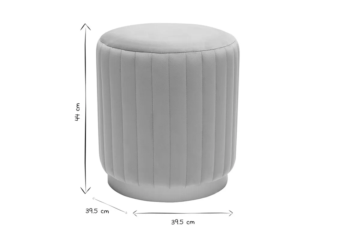 Pouf rond en velours taupe et métal doré D40 cm DONA