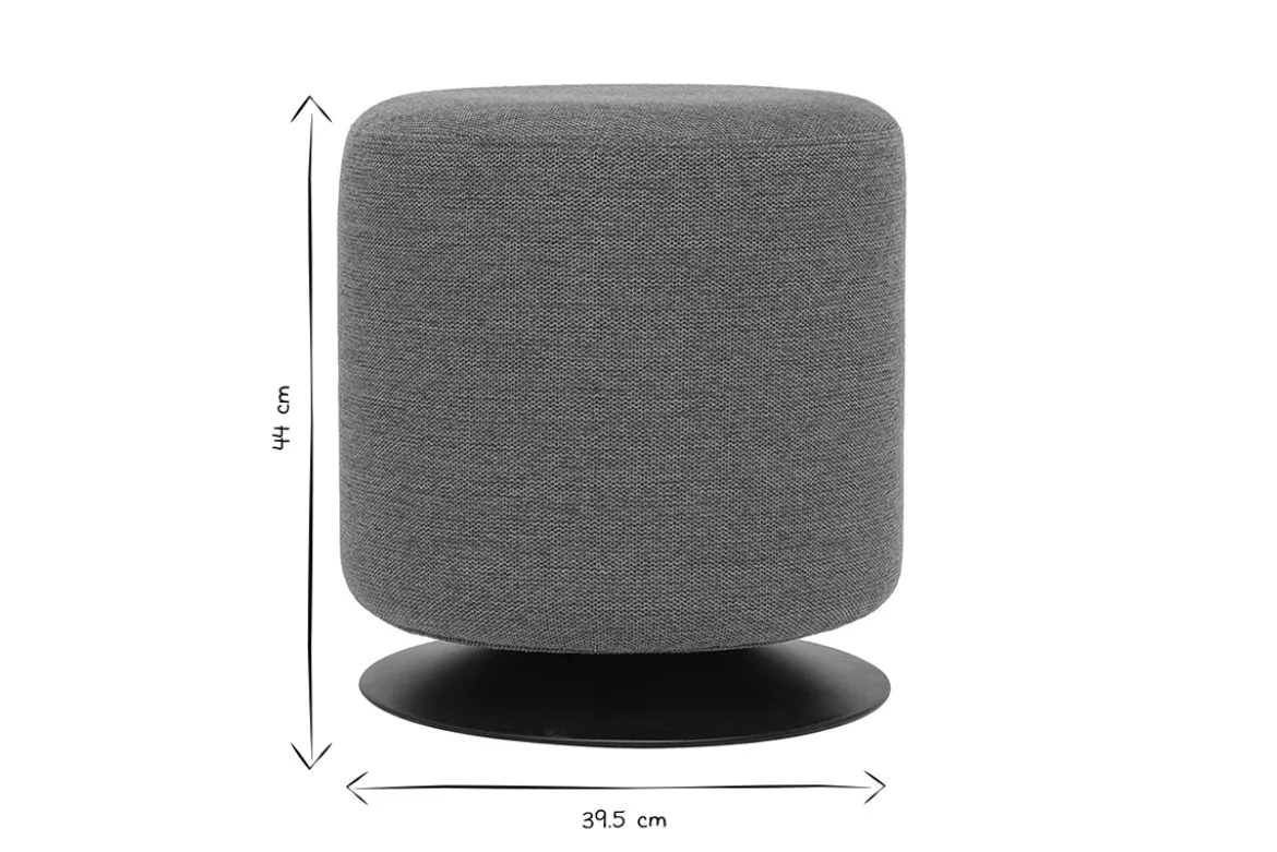 Pouf rond pivotant en tissu effet velours texturé terre brûlée et métal D39.5 cm VOLNAY