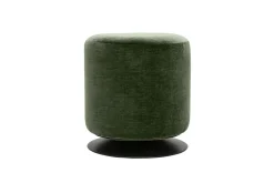 Pouf rond pivotant en tissu effet velours vert kaki et métal D39.5 cm VOLNAY