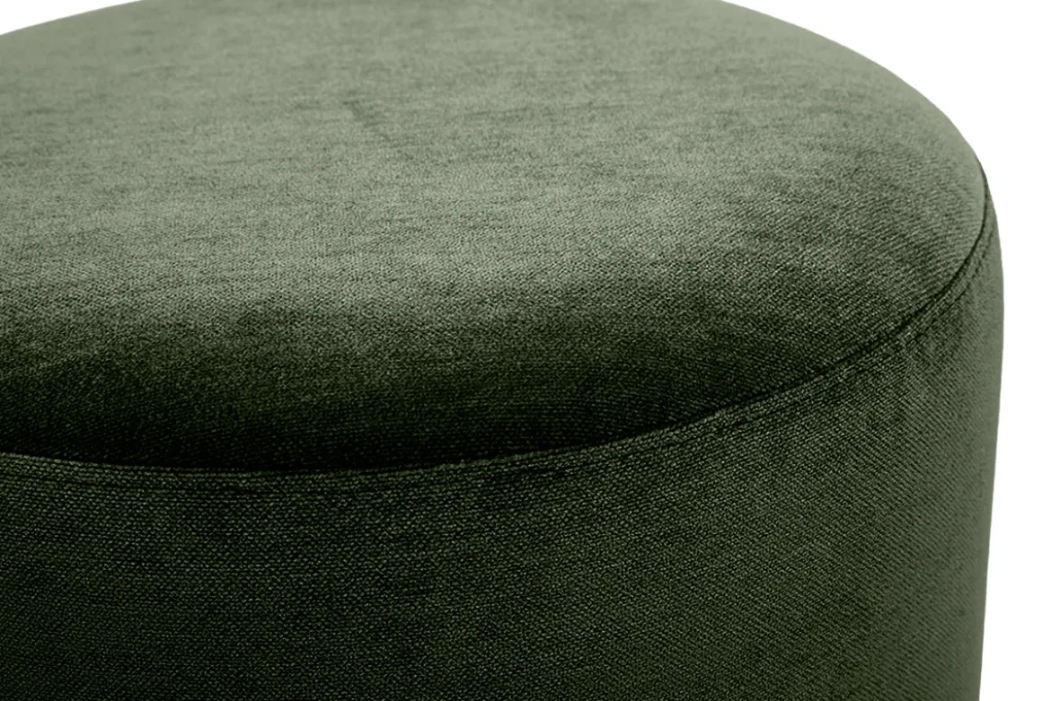 Pouf rond pivotant en tissu effet velours vert kaki et métal D39.5 cm VOLNAY