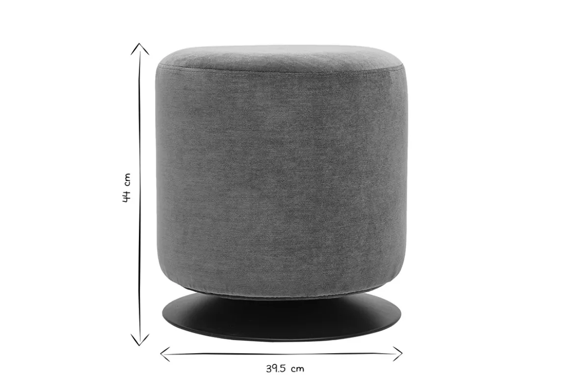 Pouf rond pivotant en tissu effet velours vert kaki et métal D39.5 cm VOLNAY