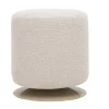 Pouf rond pivotant en tissu effet velours texturé beige et métal D39.5 cm VOLNAY
