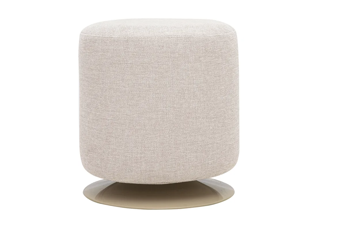 Pouf rond pivotant en tissu effet velours texturé beige et métal D39.5 cm VOLNAY