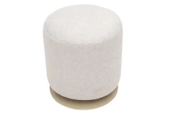 Pouf rond pivotant en tissu effet velours texturé beige et métal D39.5 cm VOLNAY