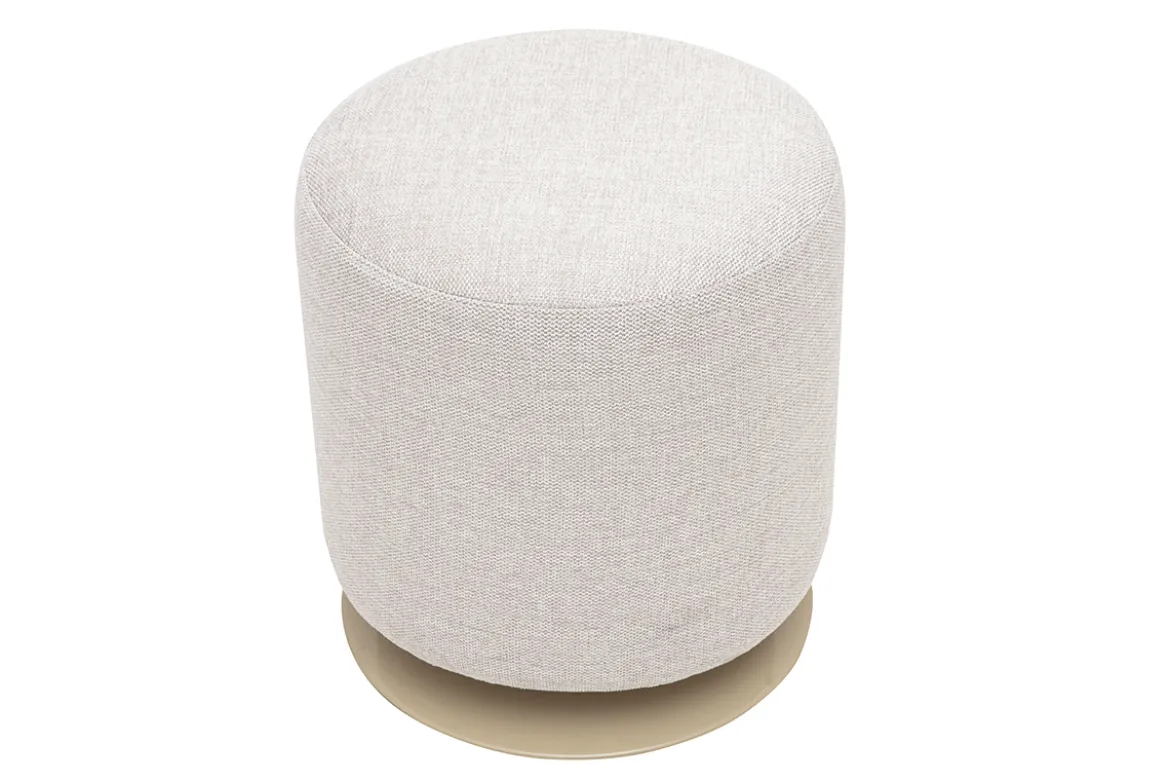 Pouf rond pivotant en tissu effet velours texturé beige et métal D39.5 cm VOLNAY