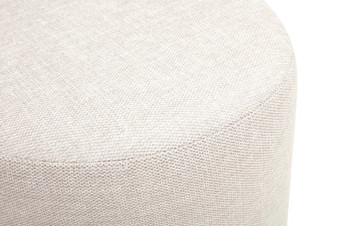Pouf rond pivotant en tissu effet velours texturé beige et métal D39.5 cm VOLNAY