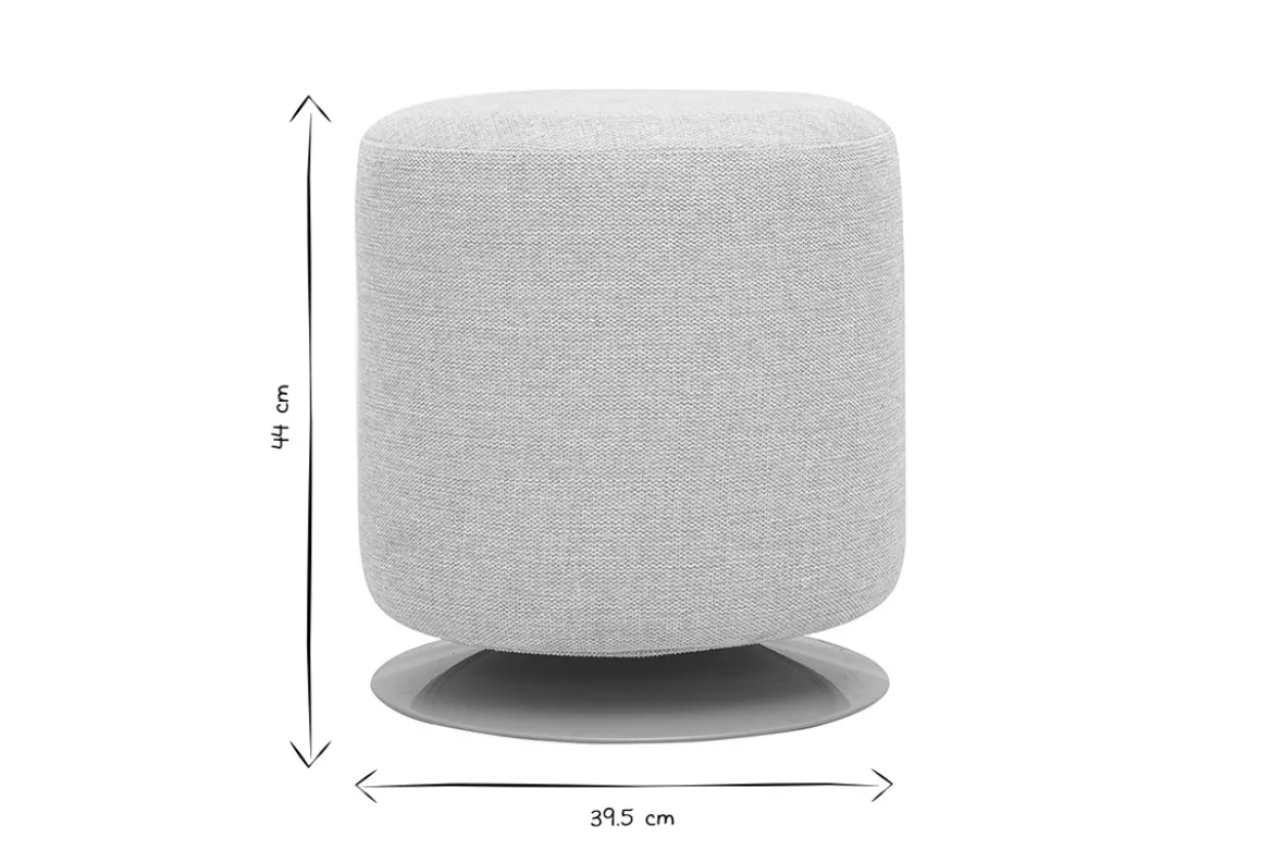 Pouf rond pivotant en tissu effet velours texturé beige et métal D39.5 cm VOLNAY