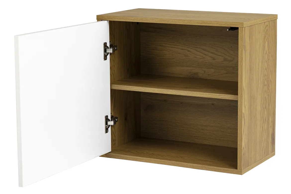 Rangement mural finition blanche et bois clair chêne L55 cm FLEXO