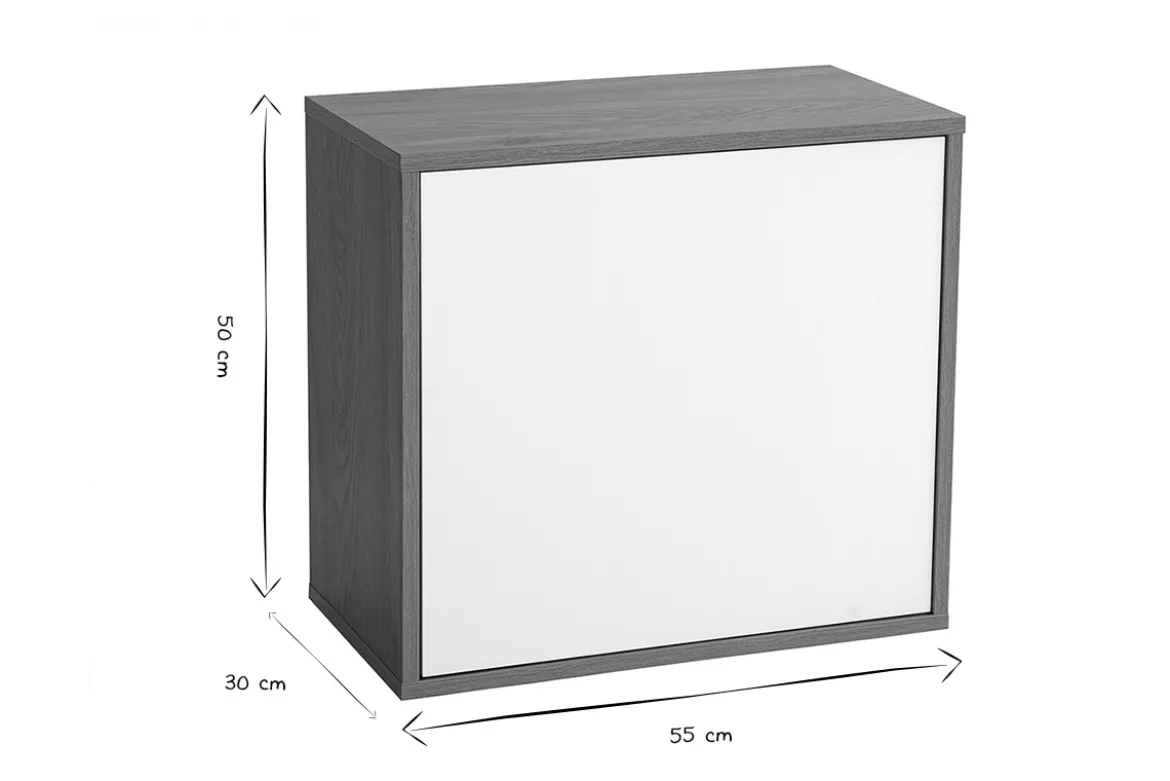 Rangement mural finition blanche et bois clair chêne L55 cm FLEXO