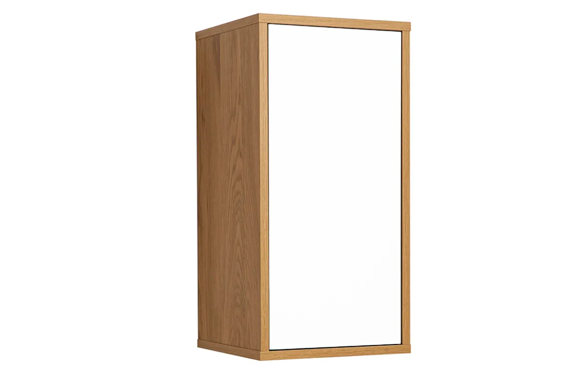 Rangement mural finition blanche et bois clair chêne L30 cm FLEXO