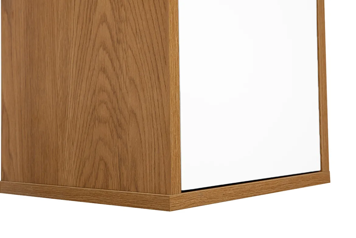 Rangement mural finition blanche et bois clair chêne L30 cm FLEXO
