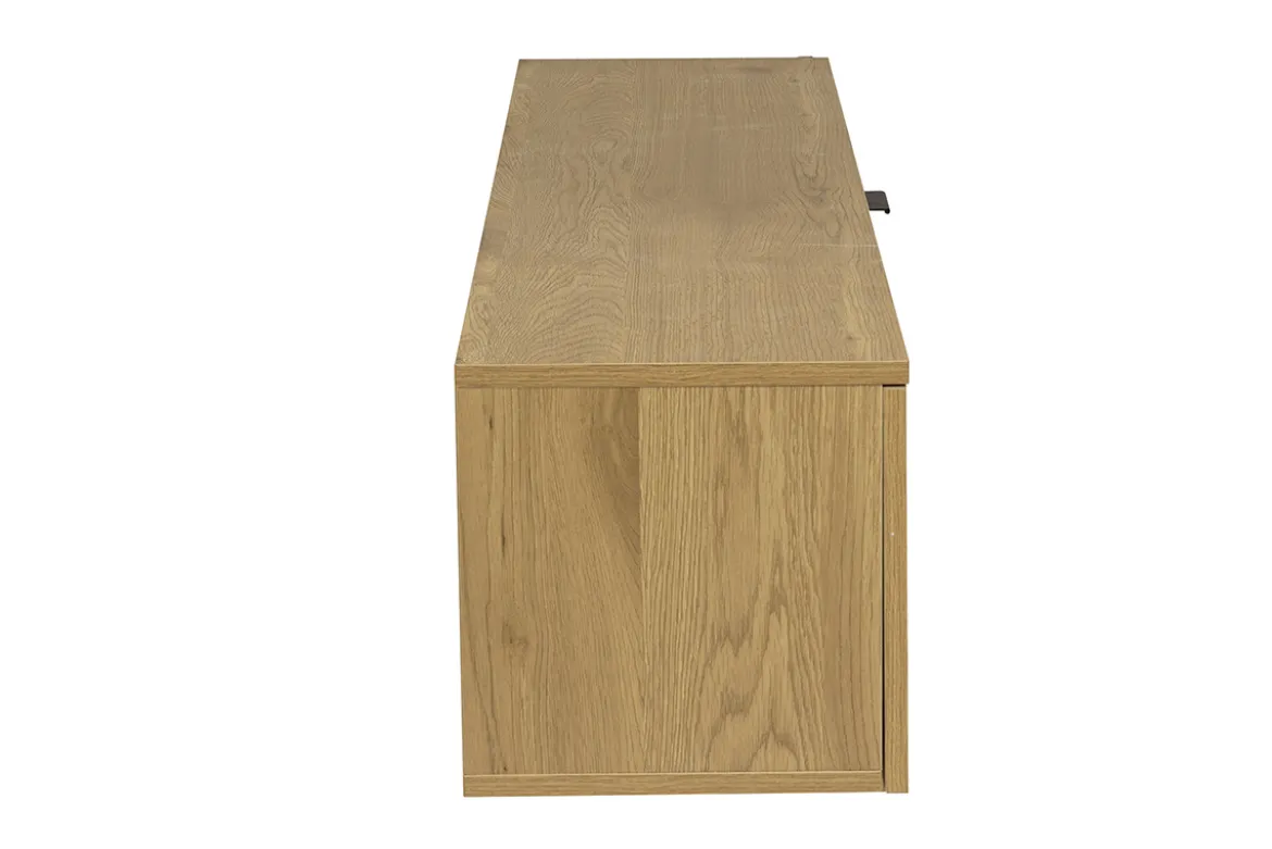 Rangement mural finition bois clair et cannage rotin 1 porte L135 cm MANILLE