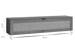 Rangement mural finition bois clair et cannage rotin 1 porte L135 cm MANILLE