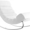 Rocking chair design blanc et acier chromé TAYLOR