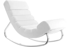 Rocking chair design blanc et acier chromé TAYLOR