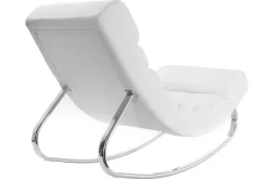 Rocking chair design blanc et acier chromé TAYLOR