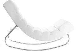 Rocking chair design blanc et acier chromé TAYLOR