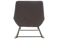 Rocking chair design en tissu effet velours gris foncé, métal noir et bois clair BILLIE