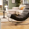 Rocking chair design noir et acier chromé TAYLOR