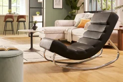 Rocking chair design noir et acier chromé TAYLOR