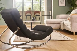 Rocking chair design noir et acier chromé TAYLOR