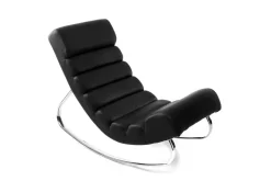 Rocking chair design noir et acier chromé TAYLOR
