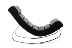 Rocking chair design noir et acier chromé TAYLOR