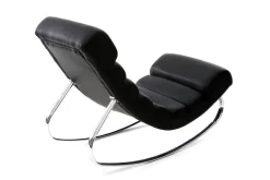 Rocking chair design noir et acier chromé TAYLOR