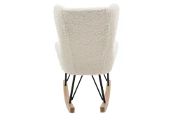 Rocking chair enfant en tissu effet peau de mouton blanc, métal noir et bois clair SHAUN