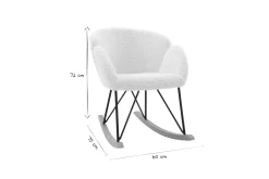 Rocking chair en tissu effet peau de mouton blanc, métal noir et bois clair RHAPSODY