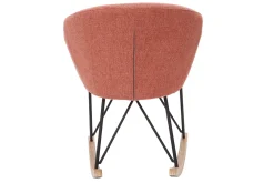 Rocking chair en tissu effet velours texturé terracotta, métal noir et bois clair RHAPSODY