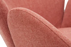 Rocking chair en tissu effet velours texturé terracotta, métal noir et bois clair RHAPSODY