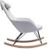 Rocking chair scandinave en tissu gris, métal noir et bois clair JHENE