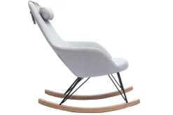 Rocking chair scandinave en tissu gris, métal noir et bois clair JHENE