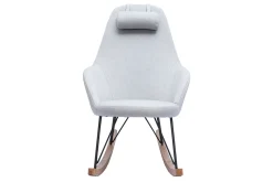 Rocking chair scandinave en tissu gris, métal noir et bois clair JHENE