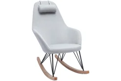 Rocking chair scandinave en tissu gris, métal noir et bois clair JHENE