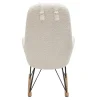 Rocking chair scandinave en tissu effet peau de mouton blanc, métal noir et bois clair MANIA