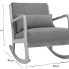 Rocking chair scandinave en tissu effet velours terre brûlée et bois clair massif DERRY
