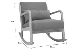 Rocking chair scandinave en tissu effet velours terre brûlée et bois clair massif DERRY