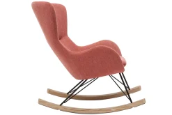 Rocking chair scandinave en tissu effet velours texturé terracotta, métal noir et bois clair ESKUA